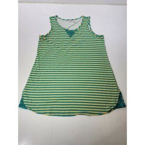 LOGO Layers Green Yellow Striped Scoop Neck Tank Top Shirt Womens Size Lg